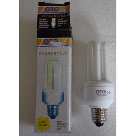 ART.14841 GTG ECONOMYLUX 15W E27  CLASSE ENERGETICA B LUCE CALDA