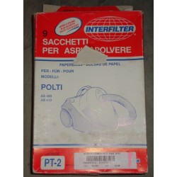 INTERFILTER 9 SACCHETTI PT-2 PER ASPIRAPOLVERE POLTI AS400 AS410