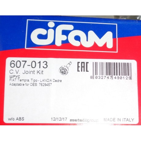 607-013 CIFAM Kit giunto Semiasse PER FIAT Tempra TIPO LANCIA DEDRA