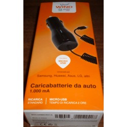 WIND CARICABATTERIA DA AUTO 1.000 mA NERO PER SAMSUNG HUAWEI RICARICA STANDARD